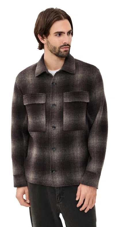 Rag & Bone Austin Checked Wool-blend Shirt Jacket In Brown