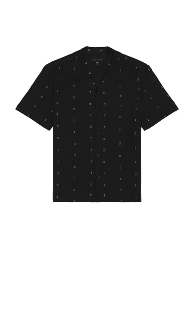 Rag & Bone Avery Embroiderd Linen Shirt In Black