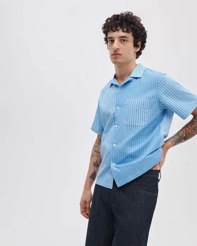 Rag & Bone Avery Stripe Camp Shirt In Blue