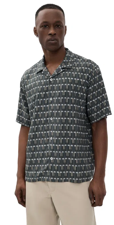 Rag & Bone Avery Short Sleeves Printed Shirt Indst In Black