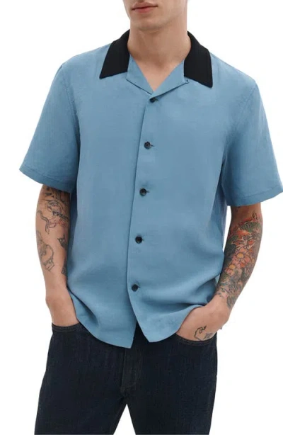 Rag & Bone Avery Slub Camp Shirt In Blue
