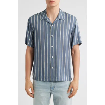 Rag & Bone Avery Viscose Camp Shirt In Blue