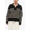 Rag & Bone Awning Striped Wool Blend Pullover With Polo Neck