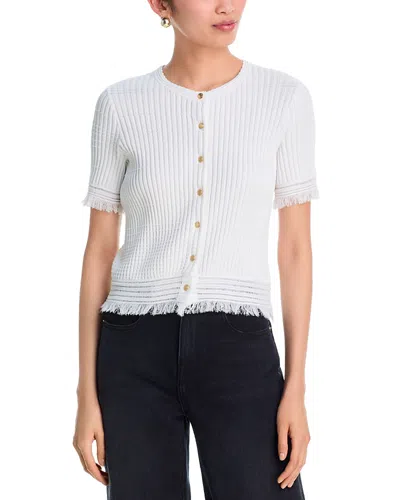 Rag & Bone Ayan Fringe Trim Rib Cardigan In White