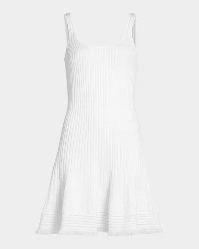 Rag & Bone Ayan Fringe-trim Rib-knit Mini Dress In White