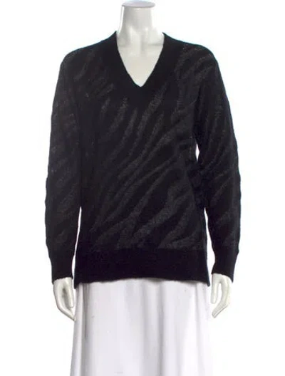 Pre-owned Rag & Bone Baby Alpaca Animal Print Sweater In Black