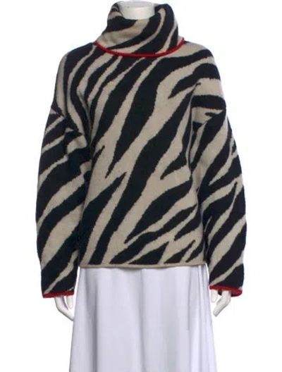 Pre-owned Rag & Bone Baby Alpaca Animal Print Sweater In Black