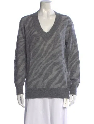 Pre-owned Rag & Bone Baby Alpaca Animal Print Sweater In Grey