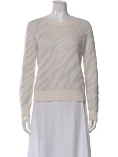 Pre-owned Rag & Bone Baby Alpaca Animal Print Sweater In White