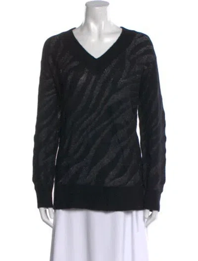 Pre-owned Rag & Bone Baby Alpaca Striped Sweater In Black
