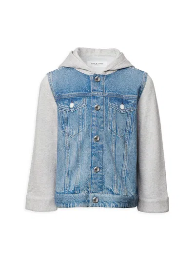 Rag & Bone Baby's, Little Kid's & Kid's Mini Miramar Terry Combo Hooded Trucker Jacket In Blue
