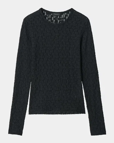 Rag & Bone Bardot Lace Long-sleeve Top In Black