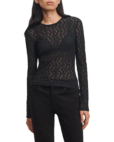 Rag & Bone Bardot Long Sleeve Textured Top In Black