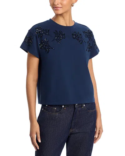 Rag & Bone Beaded Floral Kelly Tee In Blue