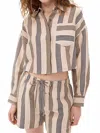 Rag & Bone Beatrice Cropped Linen Shirt In Creamstripe In Neutral