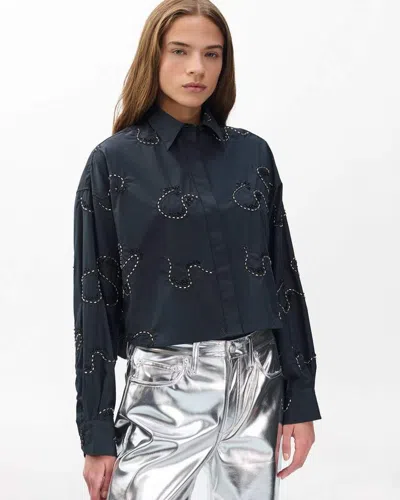 Rag & Bone Beatrice Embroidered Poplin Shirt In Black
