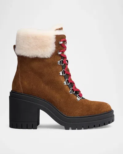 Rag & Bone Bedford 90mm Faux Fur-trimmed Suede Boots In Brown