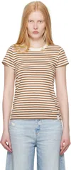 Rag & Bone Beige & Brown 'the Slub Striped' T-shirt