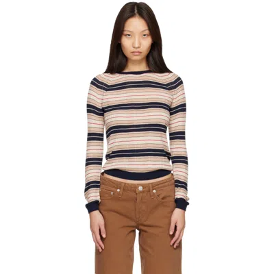 Rag & Bone Beige & Navy Teresa Striped Sweater In Nvymt