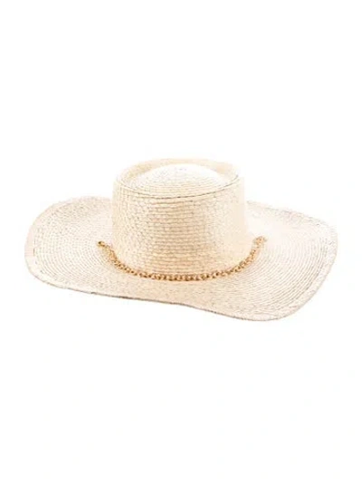 Pre-owned Rag & Bone Beige Fedora Hat W. Chainlink Accents  W/tags In Neutral