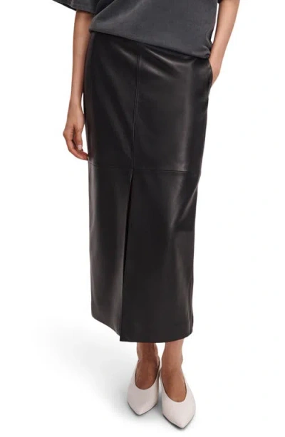 Rag & Bone Bessie Leather Midi Skirt In Black