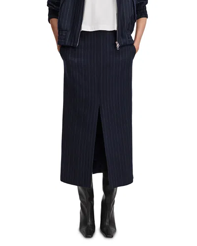 Rag & Bone Bessie Wool Blend Pinstriped Midi Skirt In Multi