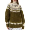 Rag & Bone Beth Oversize Fair Isle Alpaca Blend Turtleneck Sweater In Brown