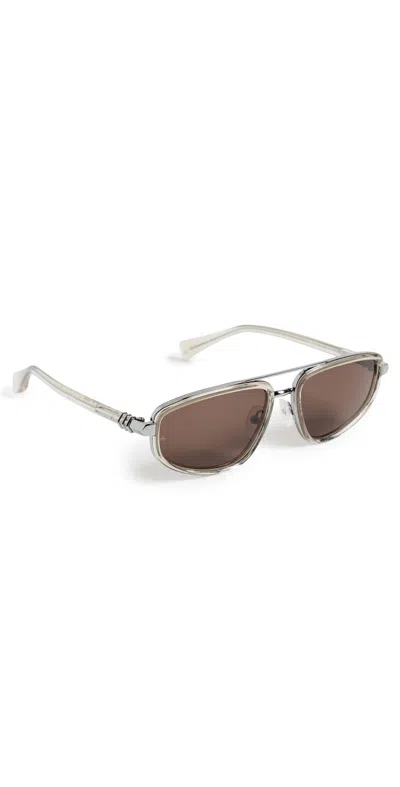 Rag & Bone Bianca Navigator Sunglasses Shiny Crystal Tidal Foam Tan