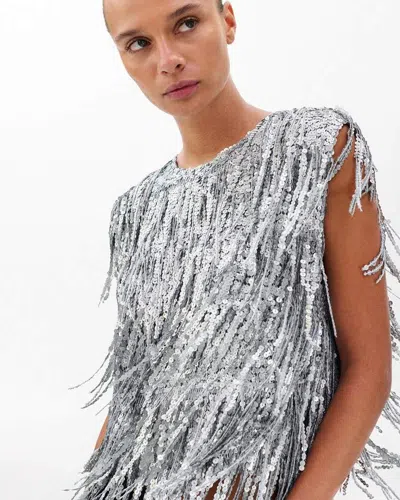 Rag & Bone Billie Sequined Tassel Top In Gray