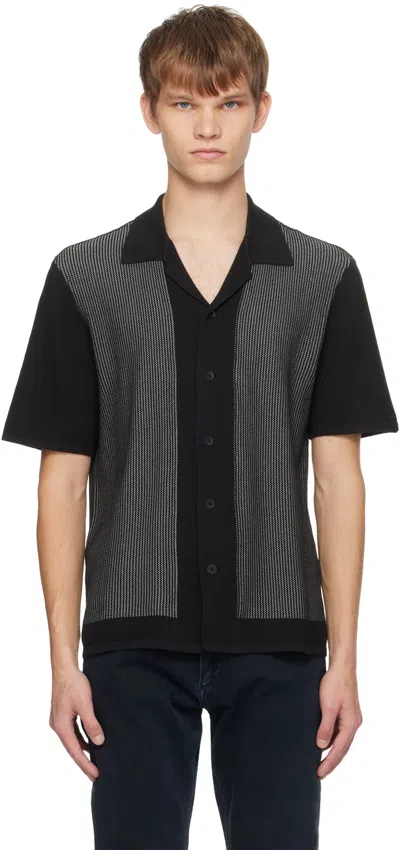 Rag & Bone Harvey Cotton-blend Knit Short-sleeved Shirt In Black White