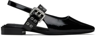 Rag & Bone Black Astra Leather Slingback Ballerina Flats In Blkpatent