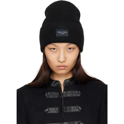 Rag & Bone Black Blake Rib-knit Beanie