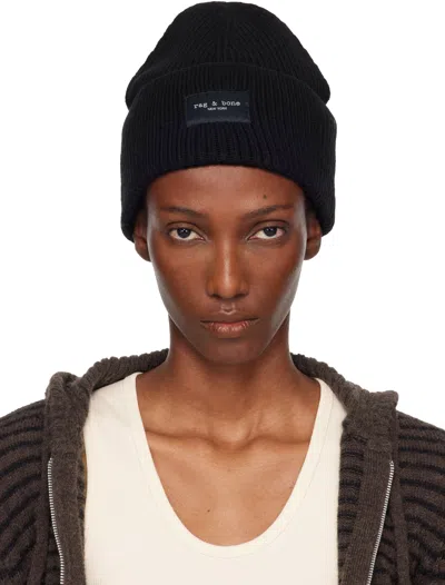 Rag & Bone Black Blake Wool Beanie