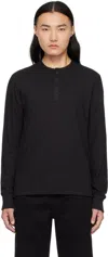 Rag & Bone Black Classic Flame Henley In Jetblk