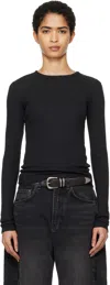 Rag & Bone Black Essential Rib Long Sleeve T-shirt In Blk