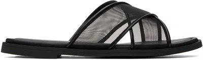 RAG & BONE BLACK GEO MESH CROSS STRAP SANDALS