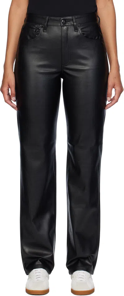 Rag & Bone Black Harlow Faux-leather Pants