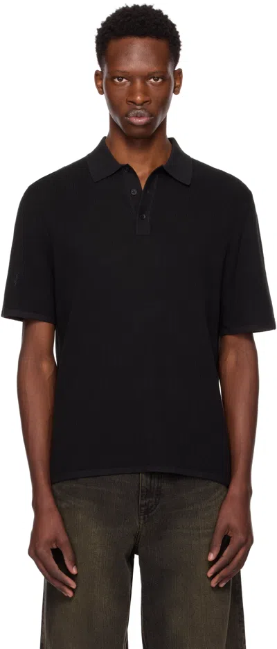 Rag & Bone Black Harvey Knit Polo