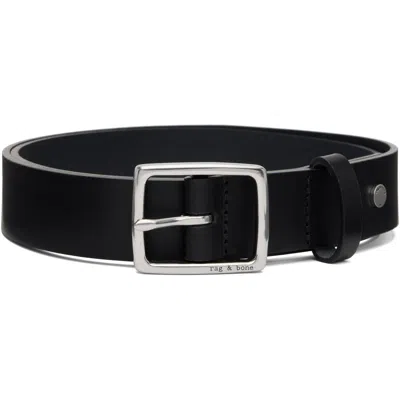Rag & Bone Black Leather Boyfriend Belt In White