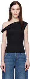 Rag & Bone Twisted Pleated Shoulder Strap Vest In Black