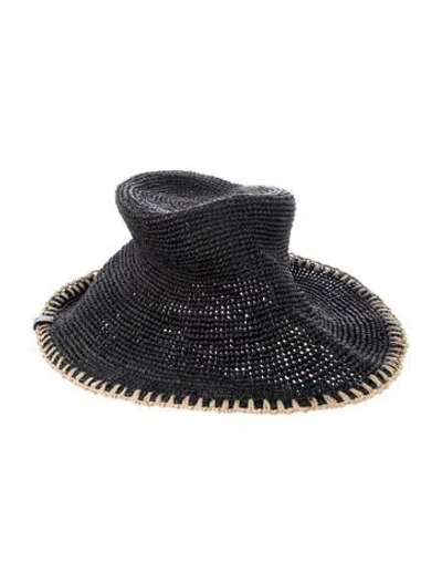 Pre-owned Rag & Bone Black Raffia  Buckle Hat.