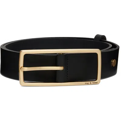 Rag & Bone Black Rebound Leather Belt In Yellow