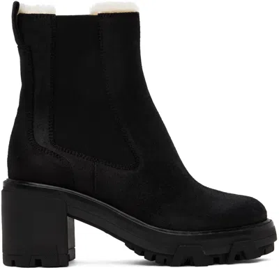 Rag & Bone Shearling-lined Nubuck Chelsea Boots In Blks/bgshl