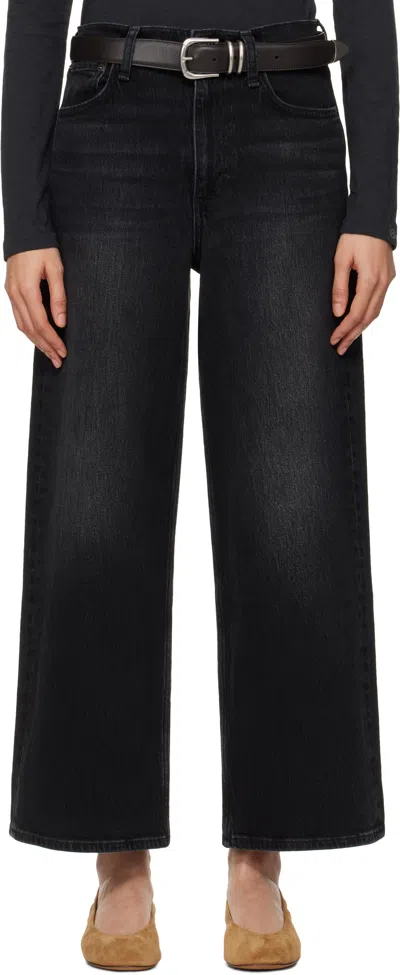 RAG & BONE BLACK 'THE ANDI' HIGH-RISE ANKLE WIDE LEG JEANS