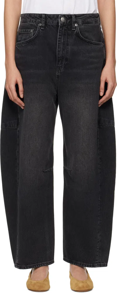 Rag & Bone Black 'the Charlie' High-rise Barrel Jeans In Blackstn