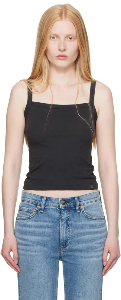 Rag & Bone Black 'the Slub Square Neck' Tank Top