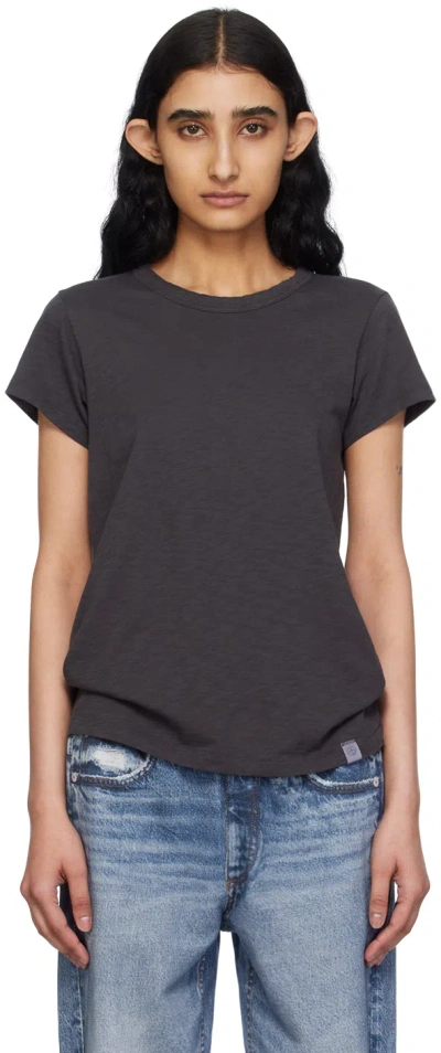 Rag & Bone Black 'the Slub' T-shirt In Charcoal