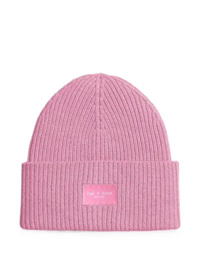 Rag & Bone Blake Ribbed Beanie Hat In Pink