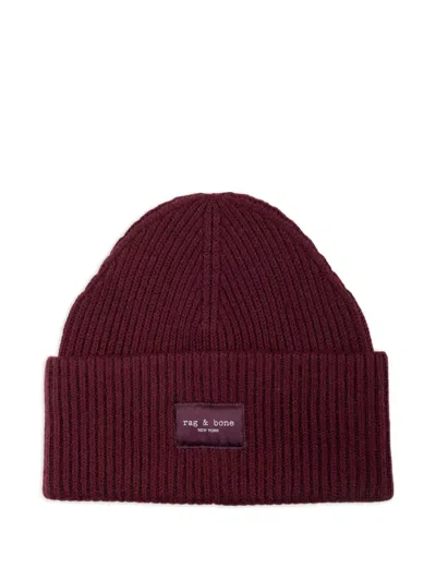Rag & Bone Blake Ribbed-knit Beanie Hat In Burgundy