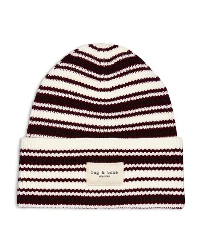 Rag & Bone Blake Stripe Knit Beanie In Black